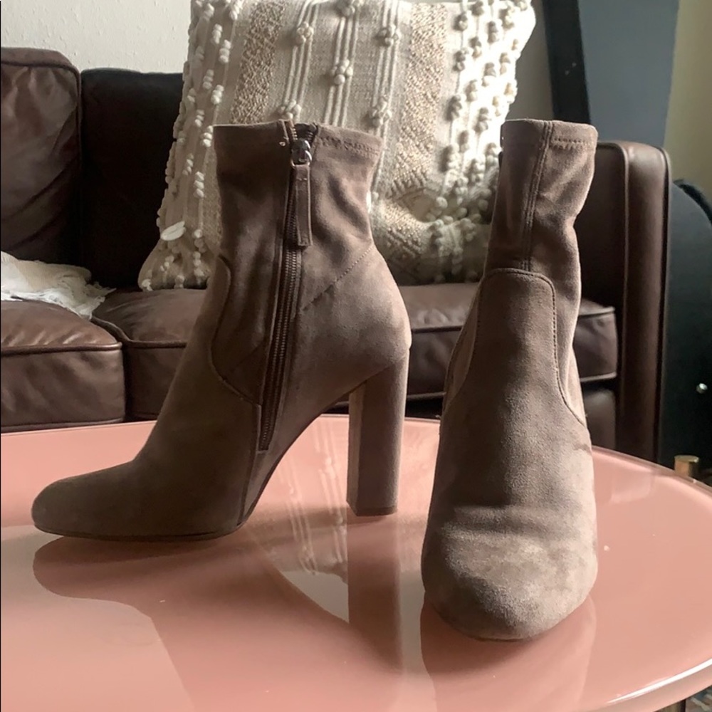 Taupe Suede Heeled booties